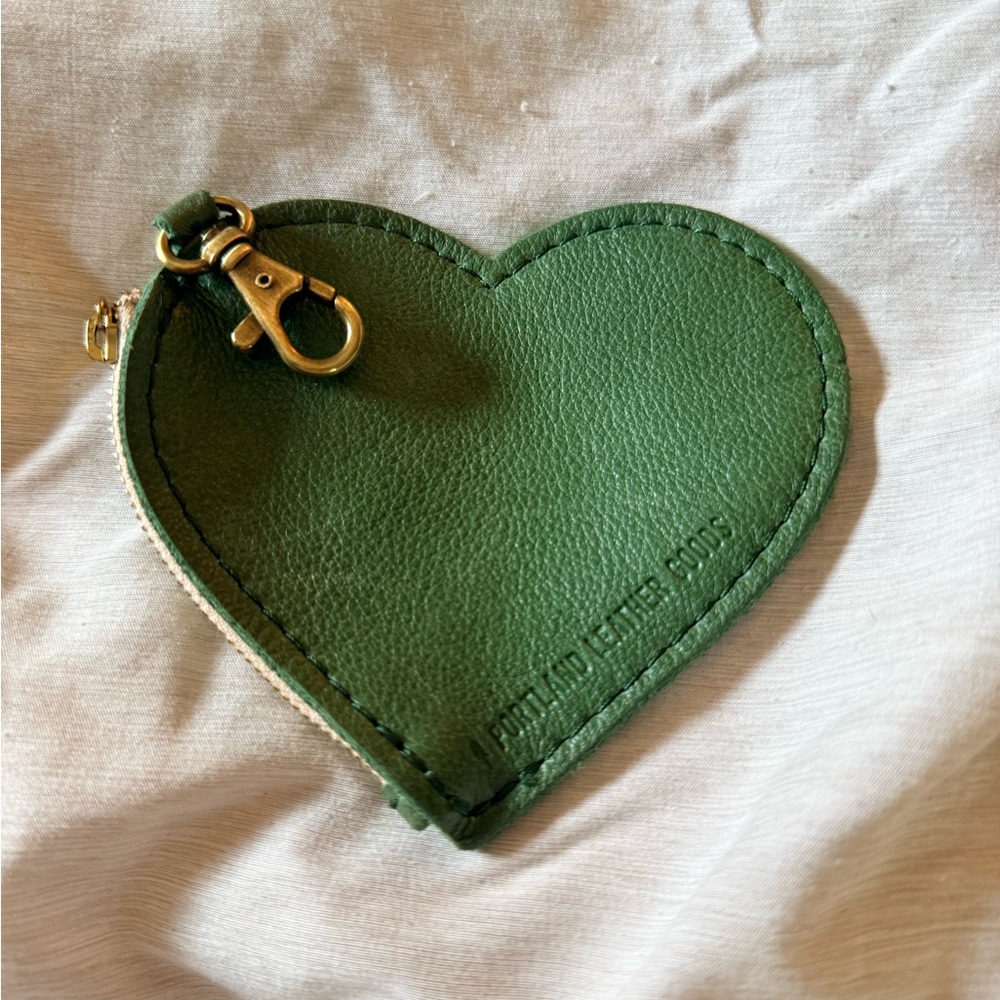 Portland Leather Heart-Shaped Green Pouch